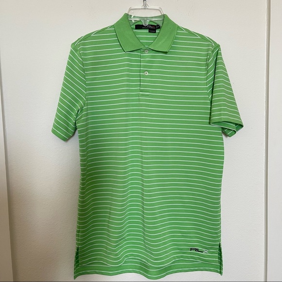 RLX Ralph Lauren Golf Polo Green and White Striped, S - Picture 1 of 4